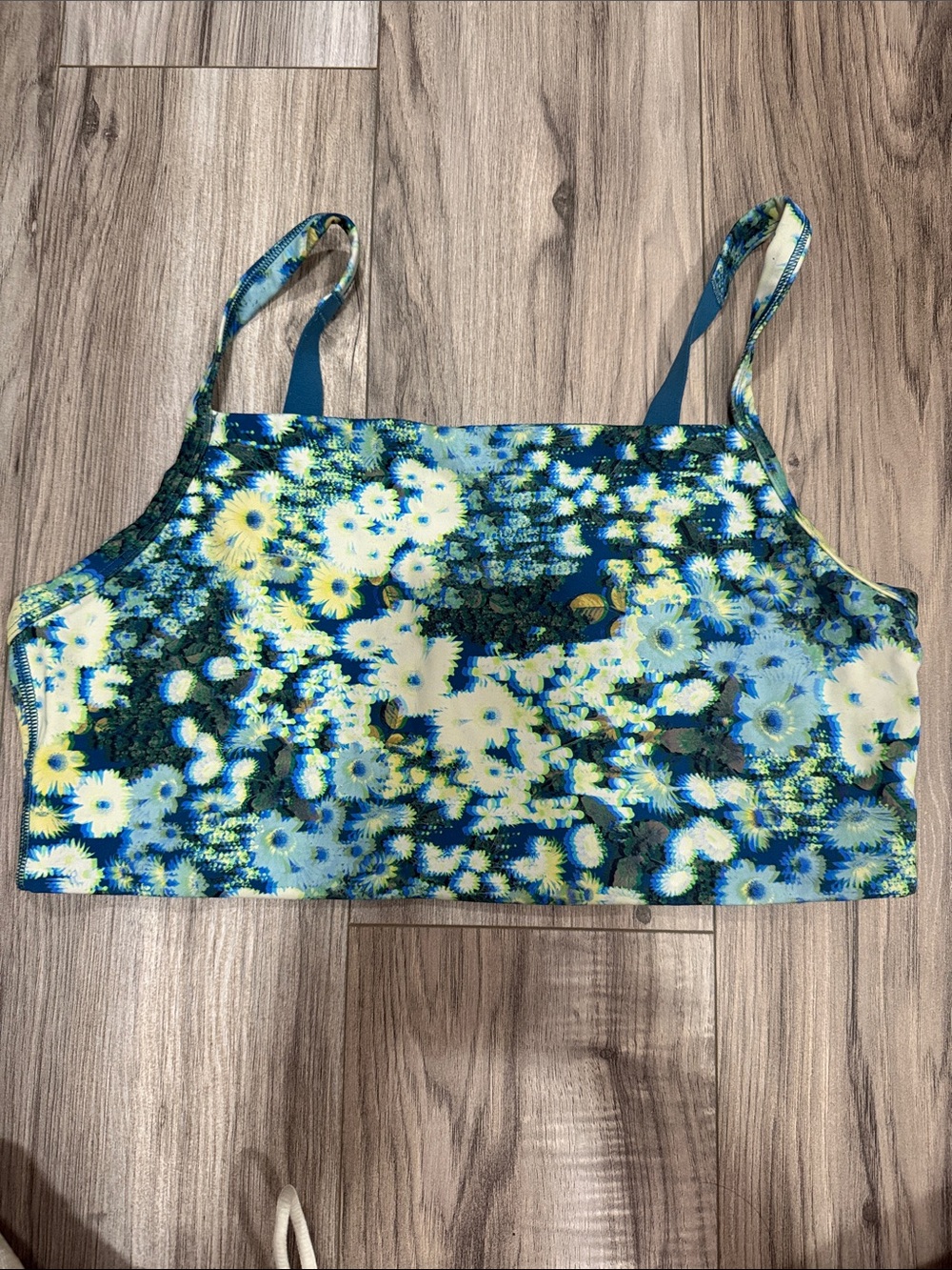 Offline by Aerie Floral Print Blue Green Yellow Crop Cami Tank Top
